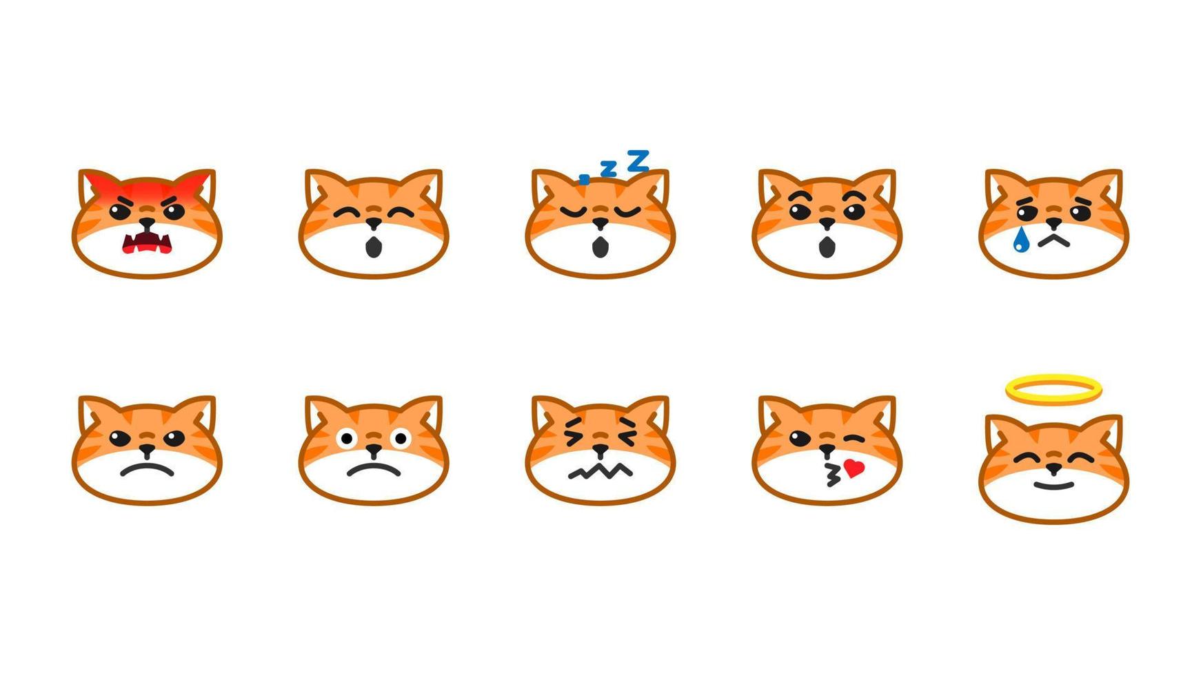 schattig oranje kat emoji. kat gezichten uitdrukking vector