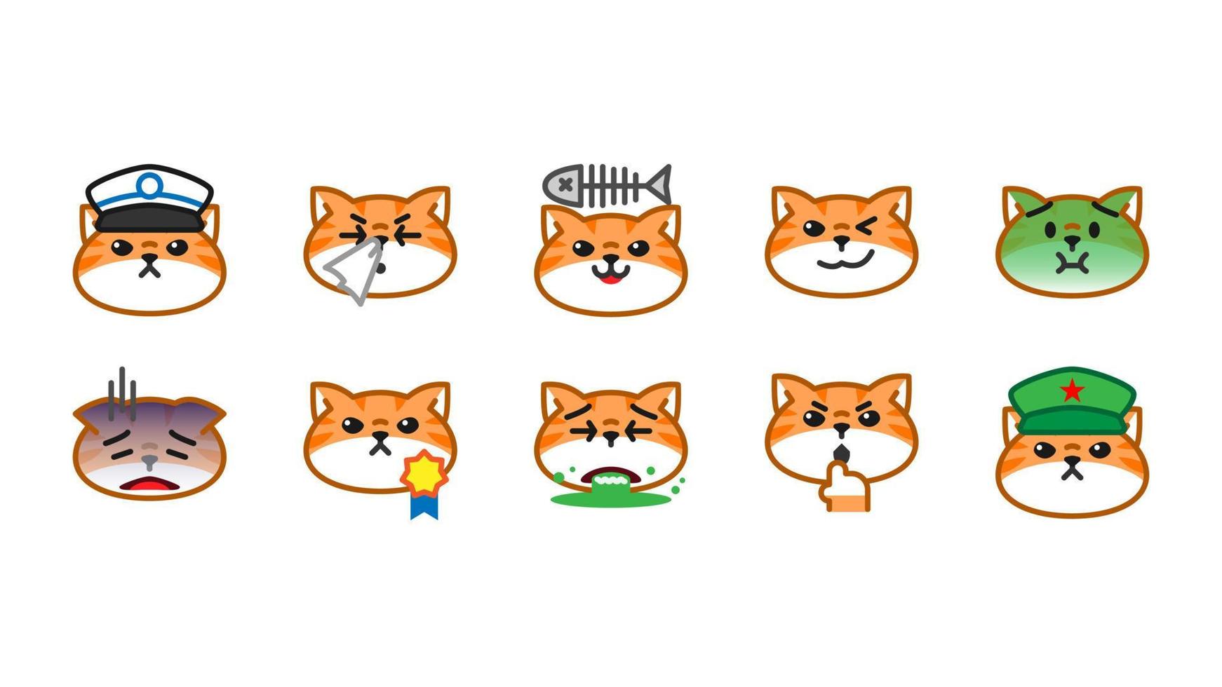 schattig oranje kat emoji. kat gezichten uitdrukking vector