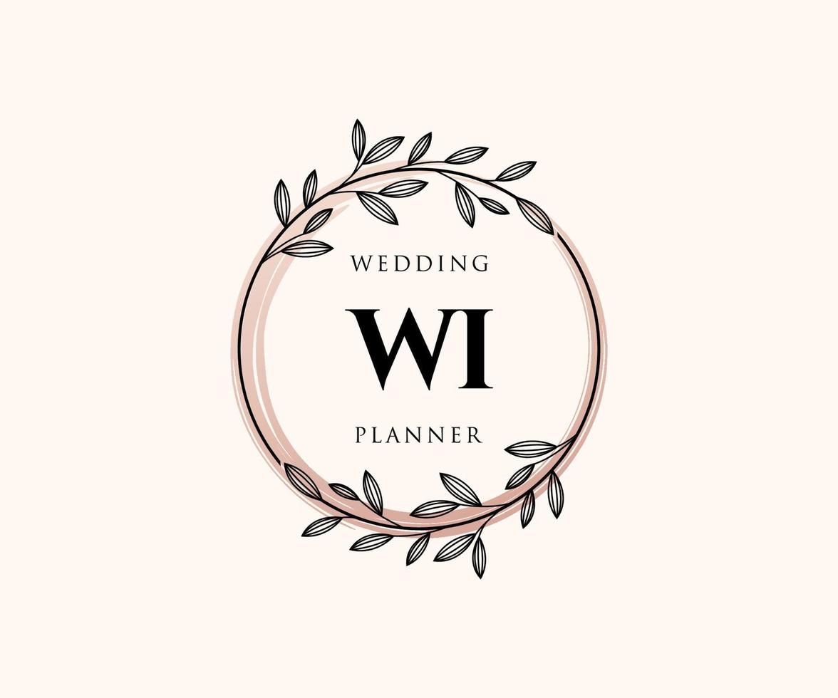 wi initialen brief bruiloft monogram logos verzameling, hand- getrokken modern minimalistisch en bloemen Sjablonen voor uitnodiging kaarten, opslaan de datum, elegant identiteit voor restaurant, boetiek, cafe in vector