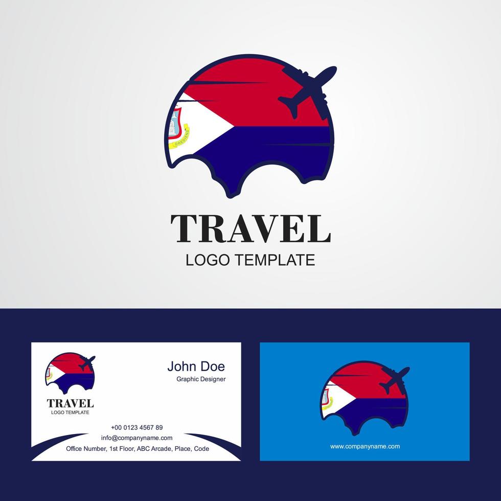 reizen Sint-Maarten vlag logo en bezoekende kaart ontwerp vector