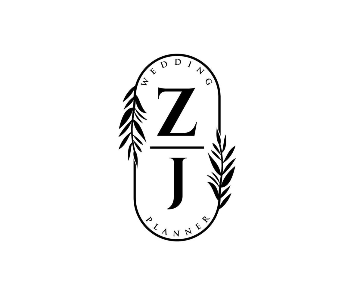 zj initialen brief bruiloft monogram logos verzameling, hand- getrokken modern minimalistisch en bloemen Sjablonen voor uitnodiging kaarten, opslaan de datum, elegant identiteit voor restaurant, boetiek, cafe in vector