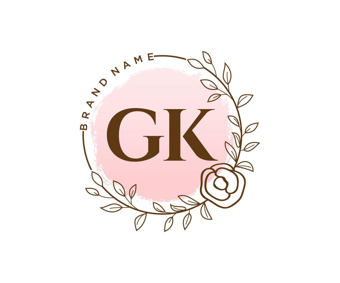 eerste gk vrouwelijk logo. bruikbaar voor natuur, salon, spa, kunstmatig en schoonheid logo's. vlak vector logo ontwerp sjabloon element.