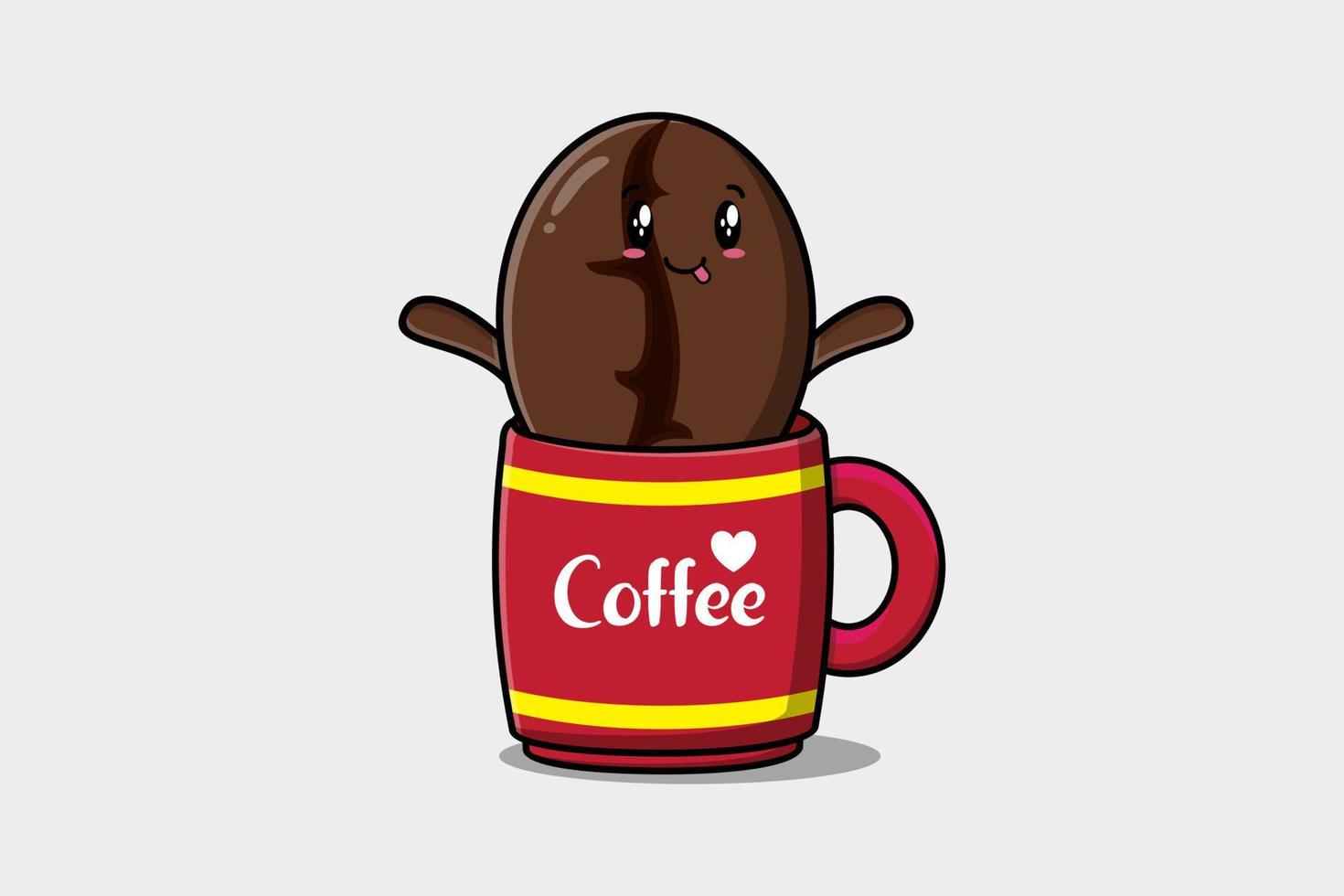 koffie bonen schattig illustratie in een koffie kop vector