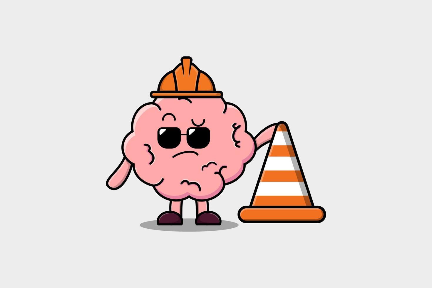bouw arbeider hersenen schattig karakter mascotte vector