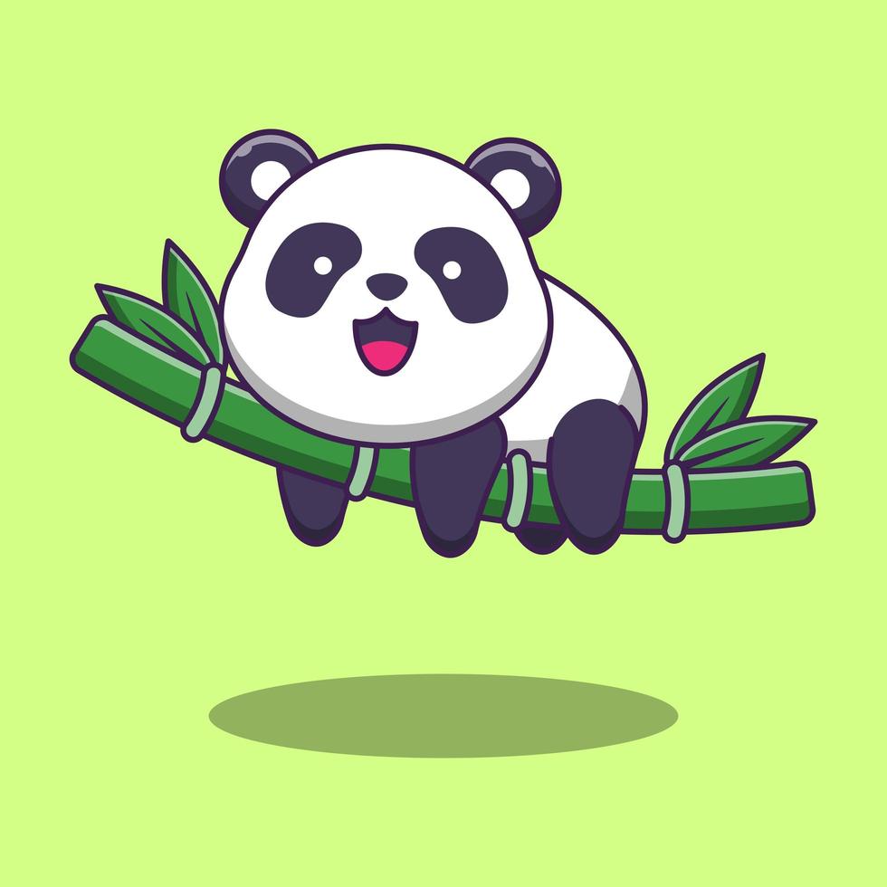schattige panda slapen op bamboe vector