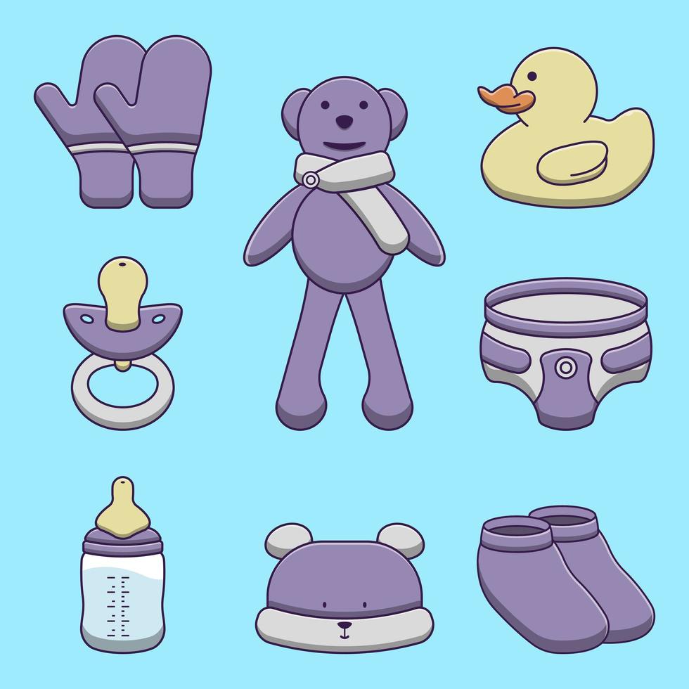 set leuke cartoon babyartikelen vector