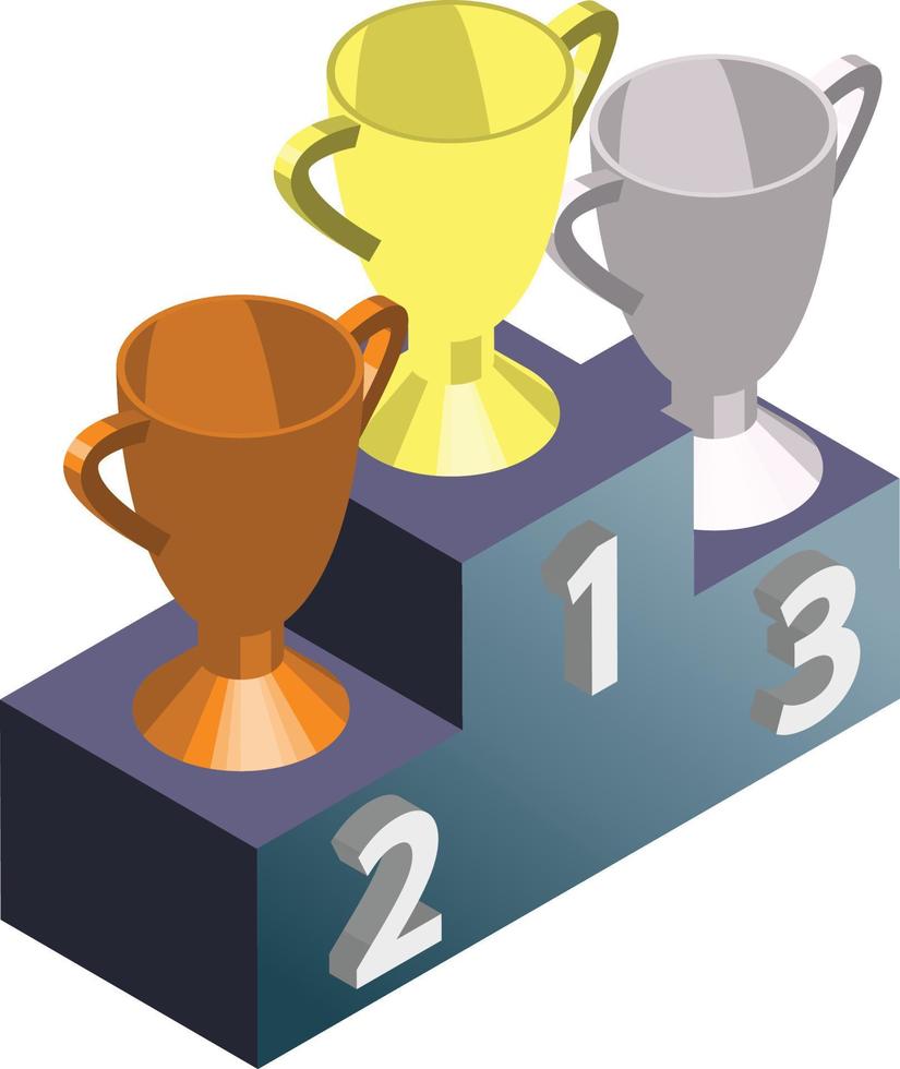 prijzen podium en trofeeën illustratie in 3d isometrische stijl vector