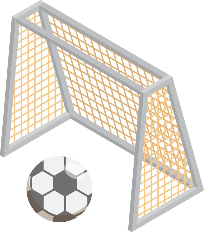 voetbal en doel illustratie in 3d isometrische stijl vector