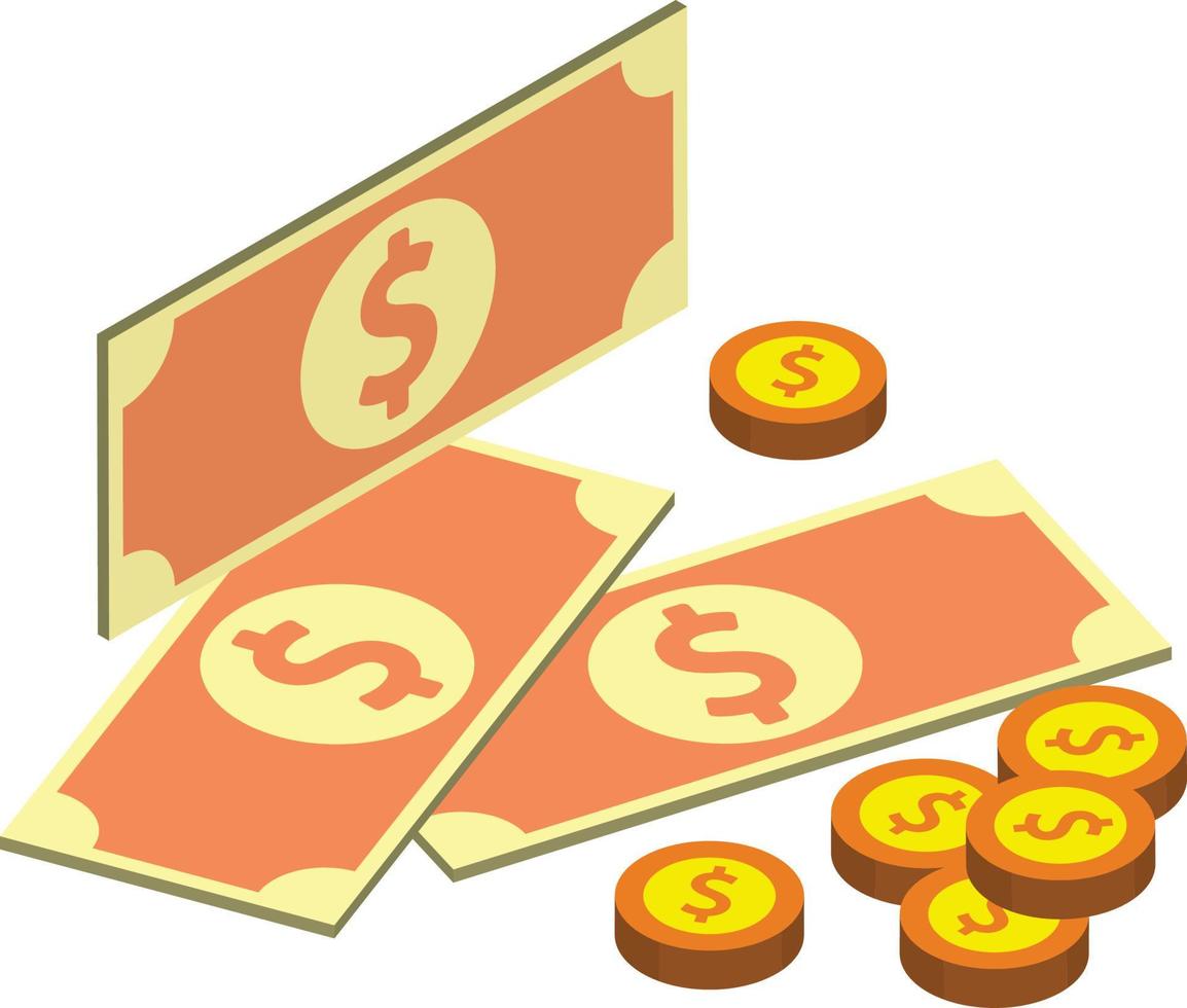 stapel van geld illustratie in 3d isometrische stijl vector