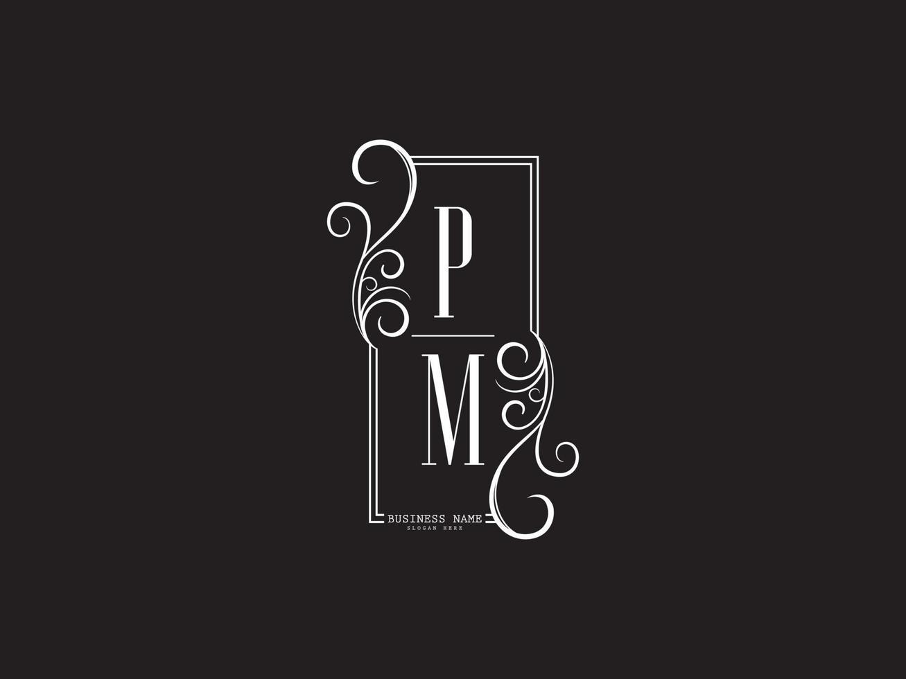 initialen p.m luxe logo brief vector