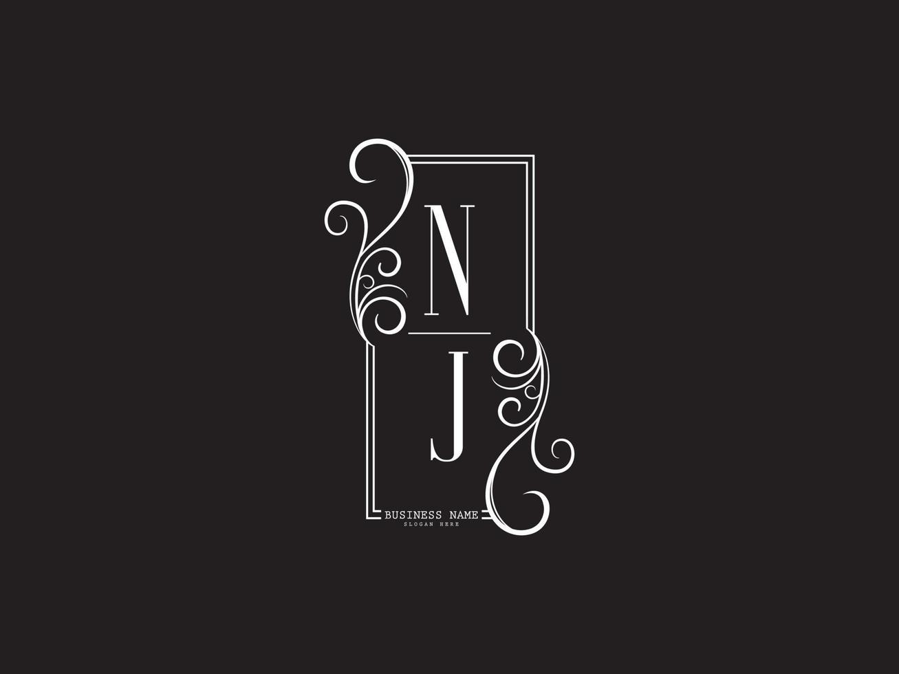 mooi nj luxe logo, nieuw nj jn zwart wit brief logo ontwerp vector