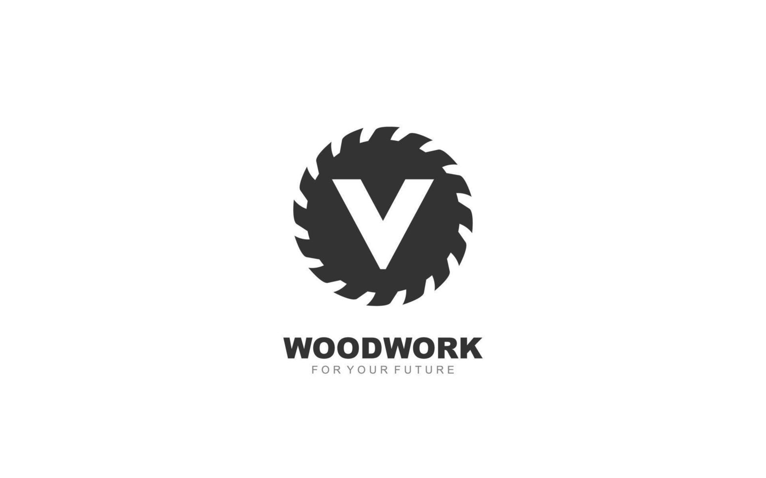 v logo zagerij vector voor houtbewerking bedrijf. eerste brief timmerwerk sjabloon vector illustratie voor uw merk.