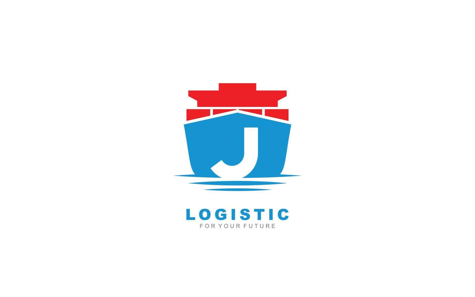 j logo logistiek voor branding bedrijf. Verzending sjabloon vector illustratie voor uw merk.