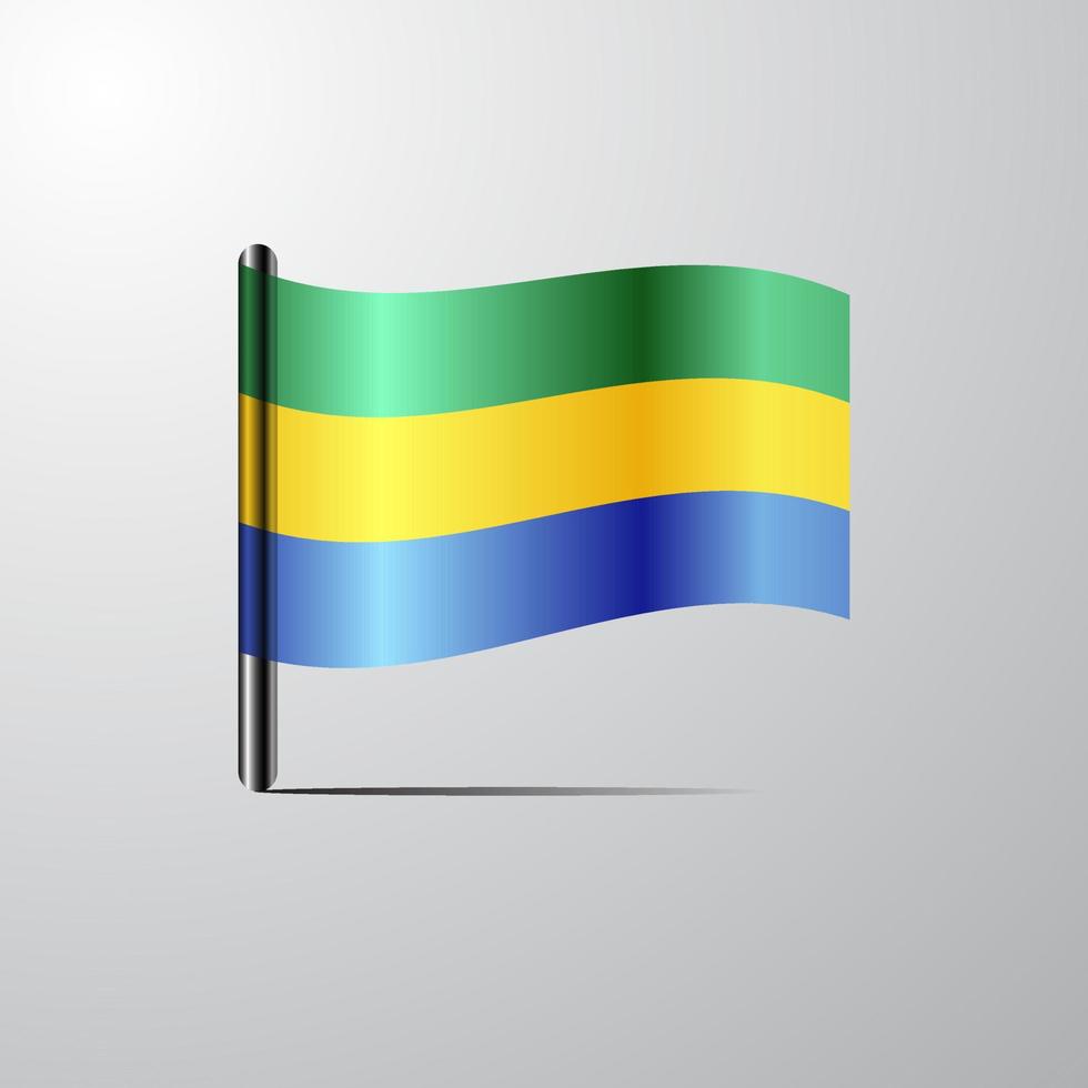 Gabon golvend glimmend vlag ontwerp vector