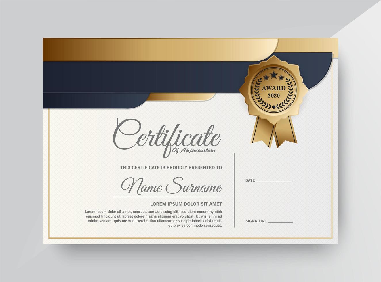 premium goud en zwart certificaatsjabloon vector