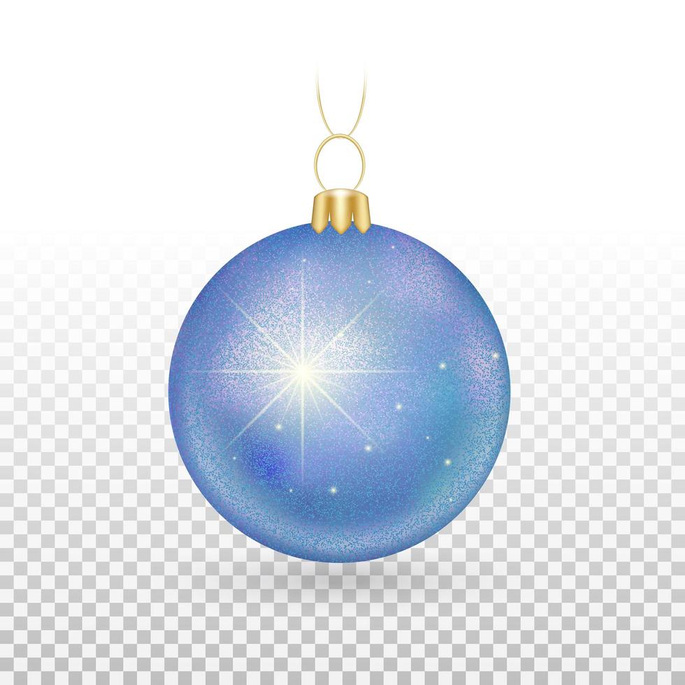 glanzend blauw kerstbal ornament vector