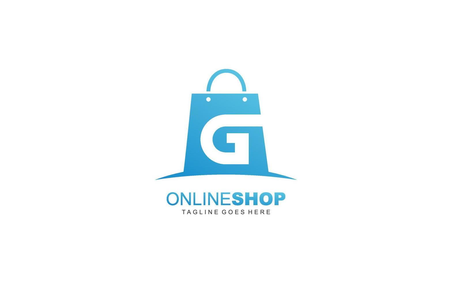 g logo online winkel voor branding bedrijf. zak sjabloon vector illustratie voor uw merk.