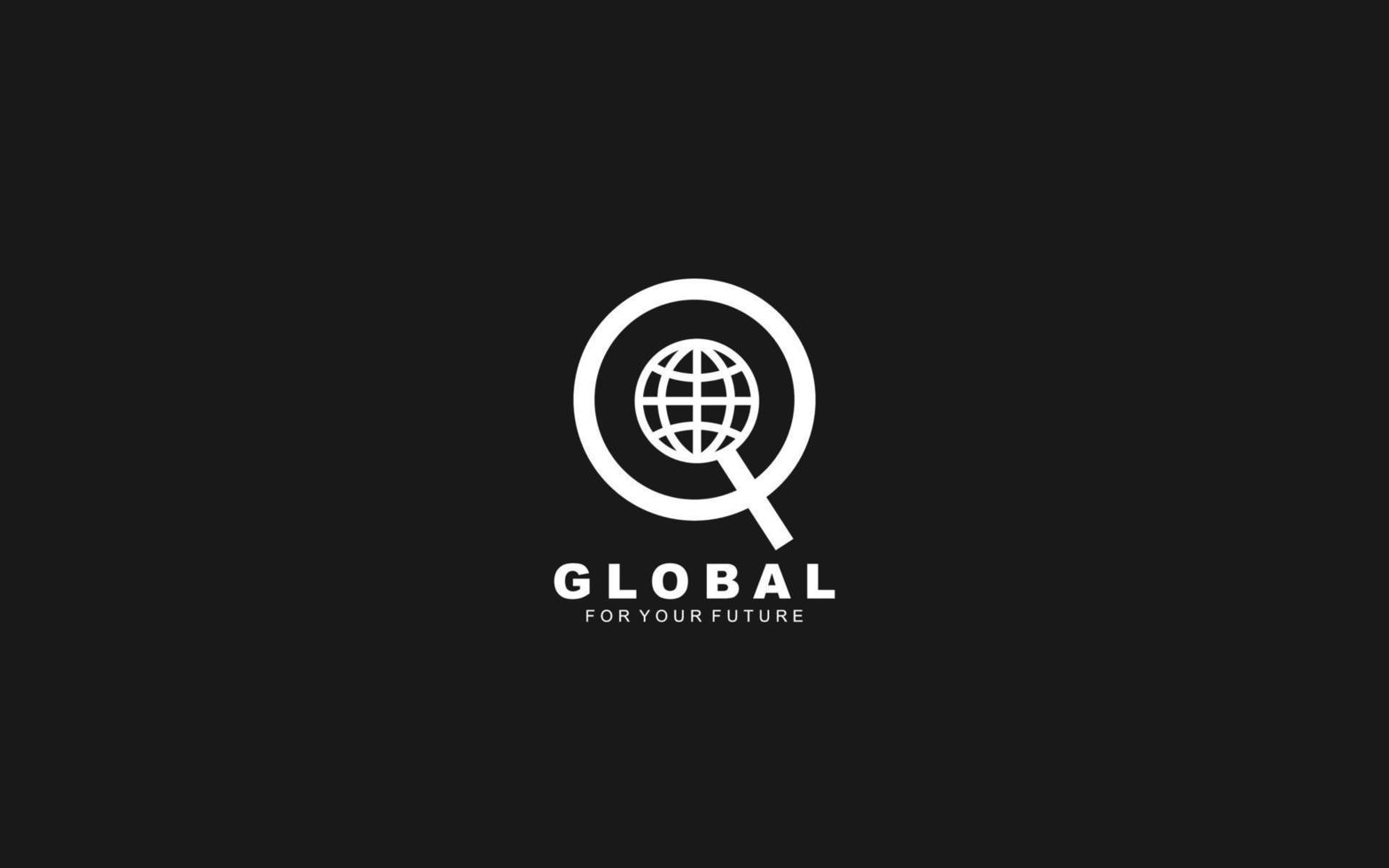 q logo wereldbol voor identiteit. netwerk sjabloon vector illustratie voor uw merk.