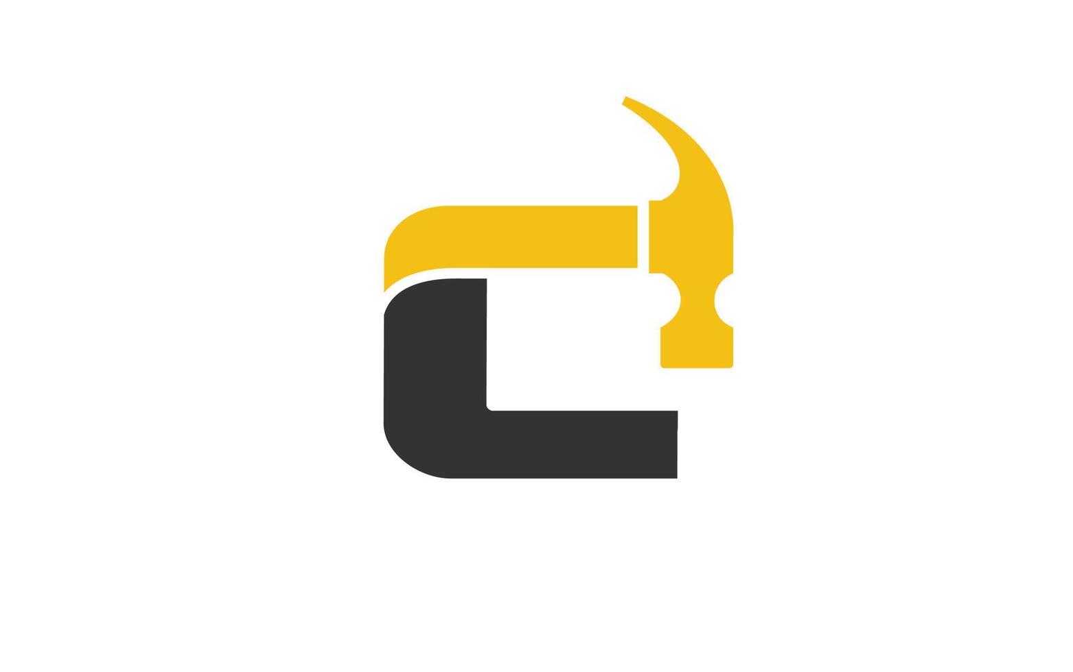 c logo bouw vector voor houtbewerking bedrijf. eerste brief hamer sjabloon vector illustratie voor uw merk.