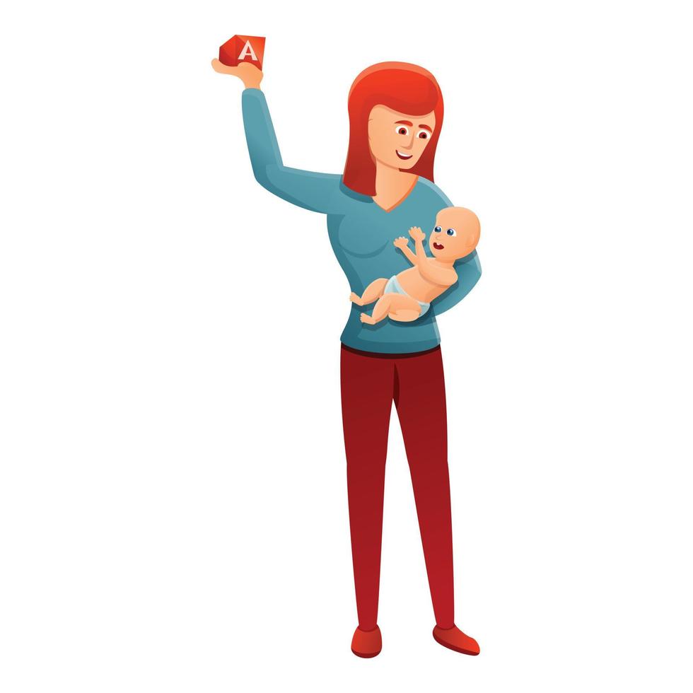 moeder met baby icoon, tekenfilm stijl vector