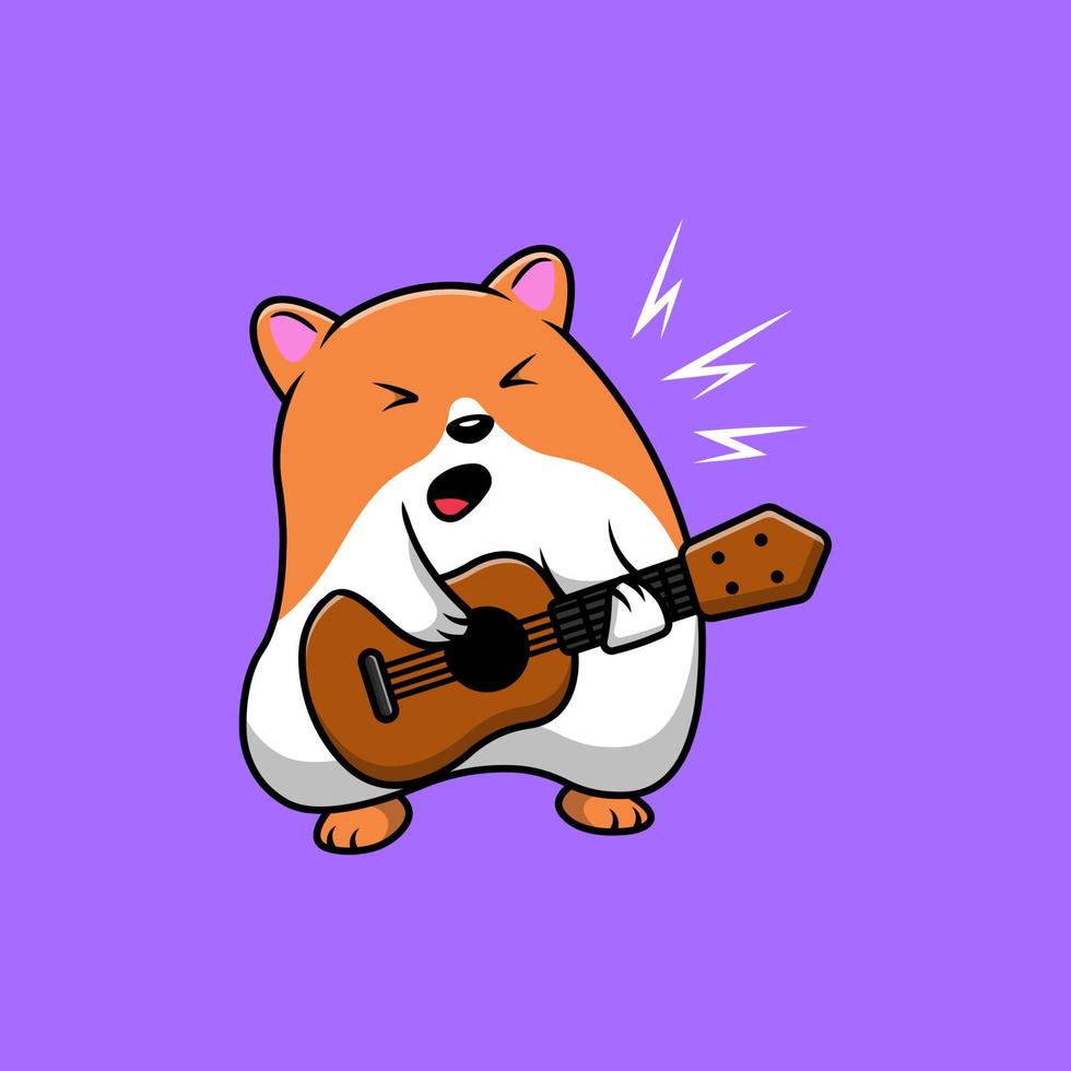 schattig hamster spelen gitaar tekenfilm vector pictogrammen illustratie. vlak tekenfilm concept. geschikt voor ieder creatief project.