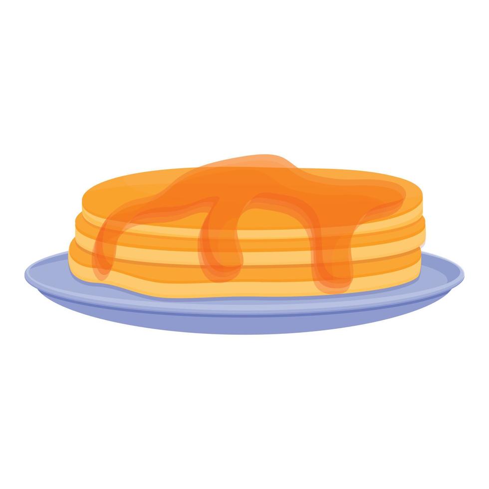 ontbijt honing pannenkoek icoon, tekenfilm stijl vector