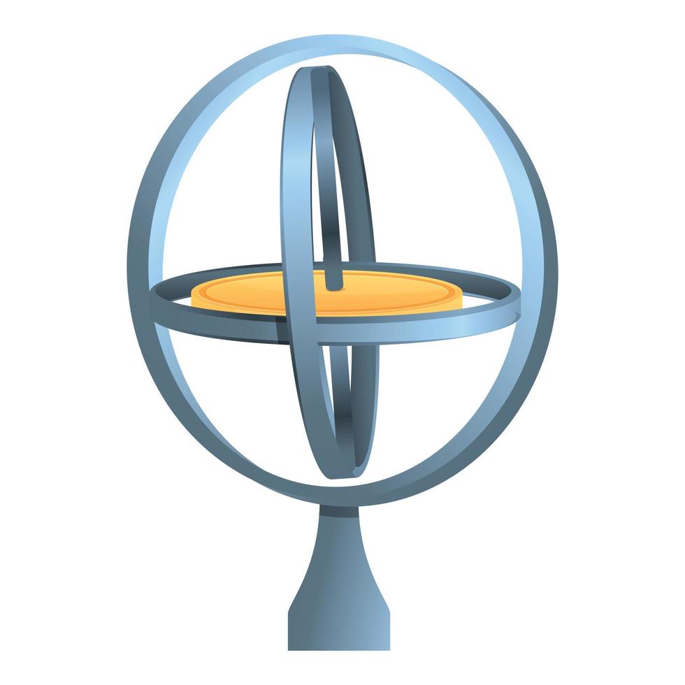 fysica gyroscoop icoon, tekenfilm stijl vector