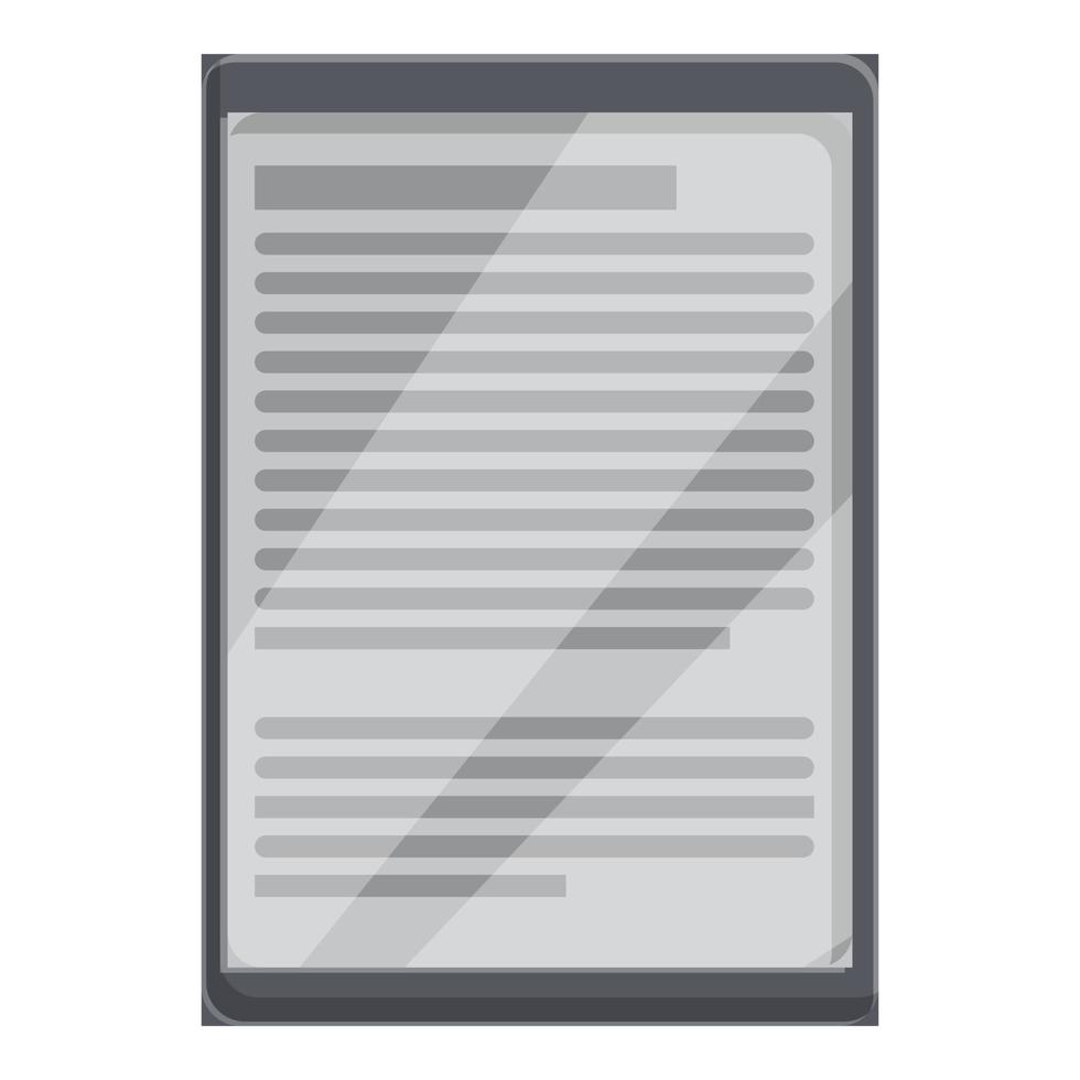 e-book tablet toepassing icoon, tekenfilm stijl vector