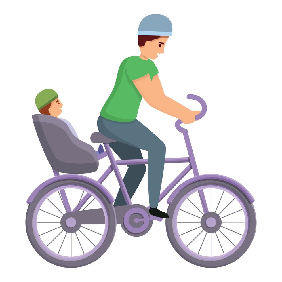 vader met zoon rijden fiets icoon, tekenfilm stijl vector