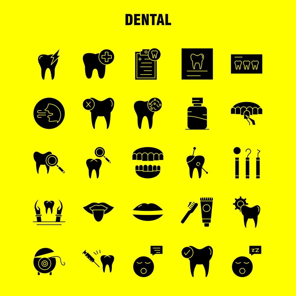 tandheelkundig solide glyph pictogrammen reeks voor infographics mobiel uxui uitrusting en afdrukken ontwerp omvatten tandheelkundig tand geïnfecteerde medisch tanden tandarts schoon tanden verzameling modern infographic logo en pictog vector