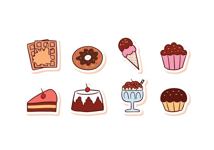 Gratis Dessert set Voedsel icon vector