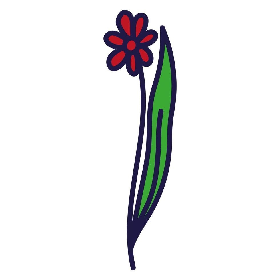 hand- getrokken schattig bloem. gestileerde bloem in tekening stijl. uit de vrije hand botanisch afdrukken. bloemen element geïsoleerd. vector