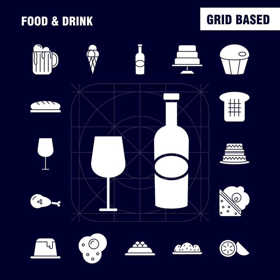 voedsel en drinken solide glyph icoon voor web afdrukken en mobiel uxui uitrusting zo net zo kiwi voedsel eten bakkerij brood voedsel taart media pictogram pak vector