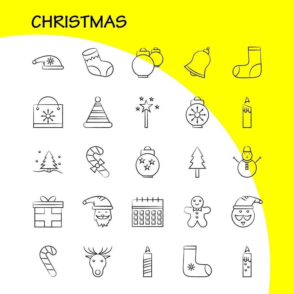 Kerstmis hand- getrokken pictogrammen reeks voor infographics mobiel uxui uitrusting en afdrukken ontwerp omvatten uitverkoop document het dossier tekst muziek- geluid media multimedia verzameling modern infographic logo en pictogr vector