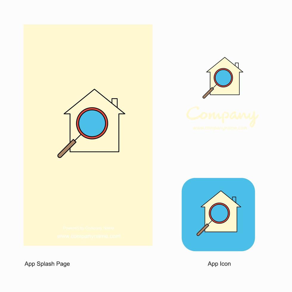 zoeken huis bedrijf logo app icoon en plons bladzijde ontwerp creatief bedrijf app ontwerp elementen vector
