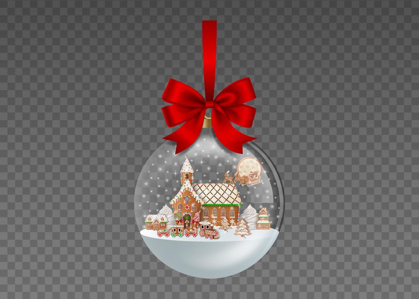 transparant Kerstmis bal met peperkoek landschap vector