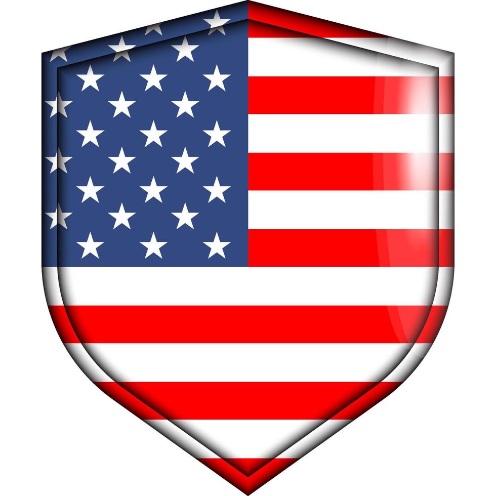 Amerikaans vlag icoon insigne, met reliëf of 3d effect vector