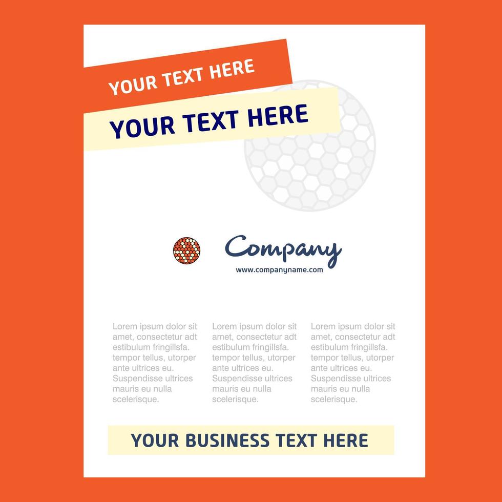 golfbal titel bladzijde ontwerp voor bedrijf profiel jaar- verslag doen van presentaties brochure brochure vector achtergrond