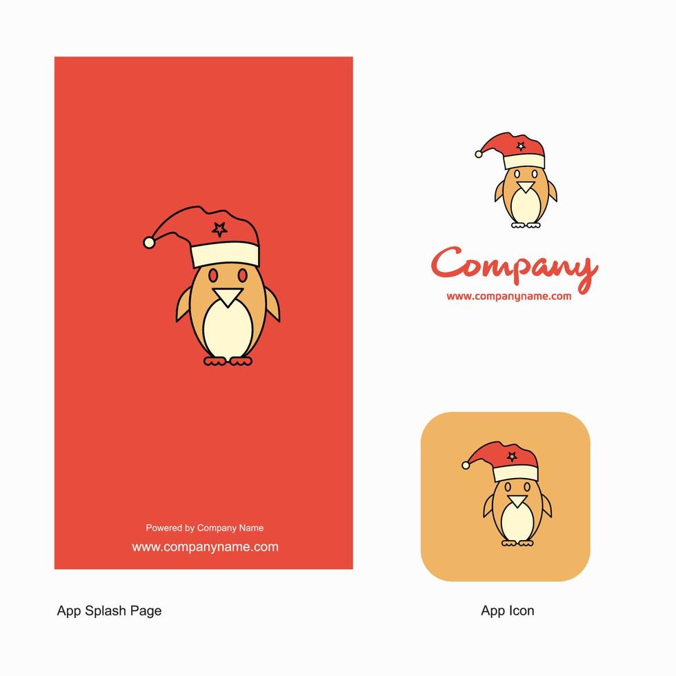 Kerstmis pinguïn bedrijf logo app icoon en plons bladzijde ontwerp creatief bedrijf app ontwerp elementen vector