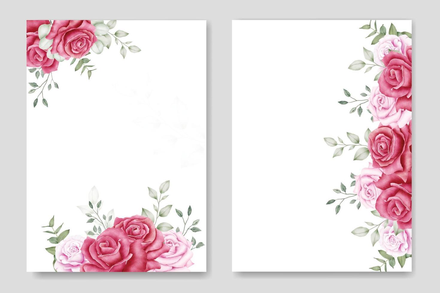 bruiloft uitnodiging kaart met bloemen rozen waterverf vector