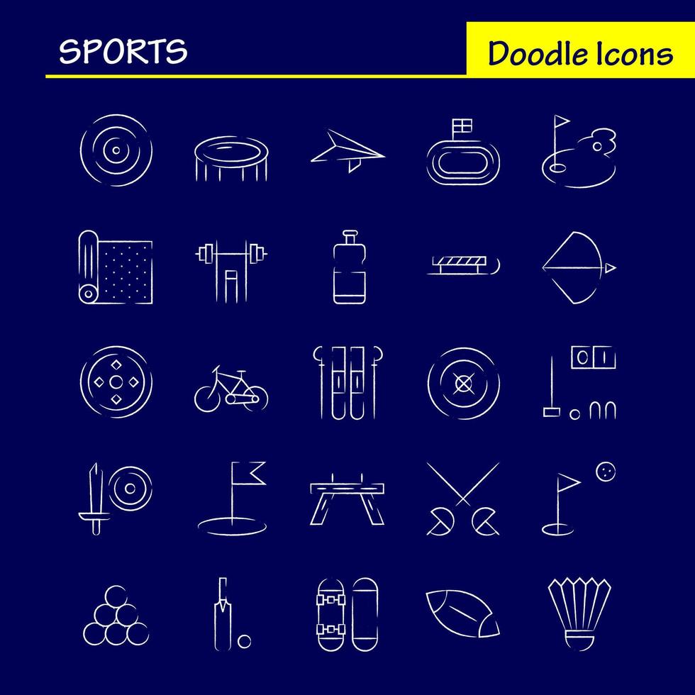 sport- hand- getrokken icoon pak voor ontwerpers en ontwikkelaars pictogrammen van mat sport sport- yoga biljart zwembad snooker sport vector