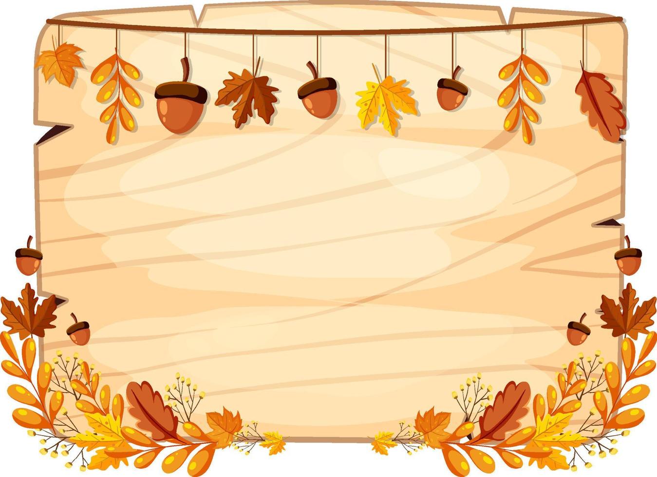 herfst kader houten bord met bladeren en bloemen vector