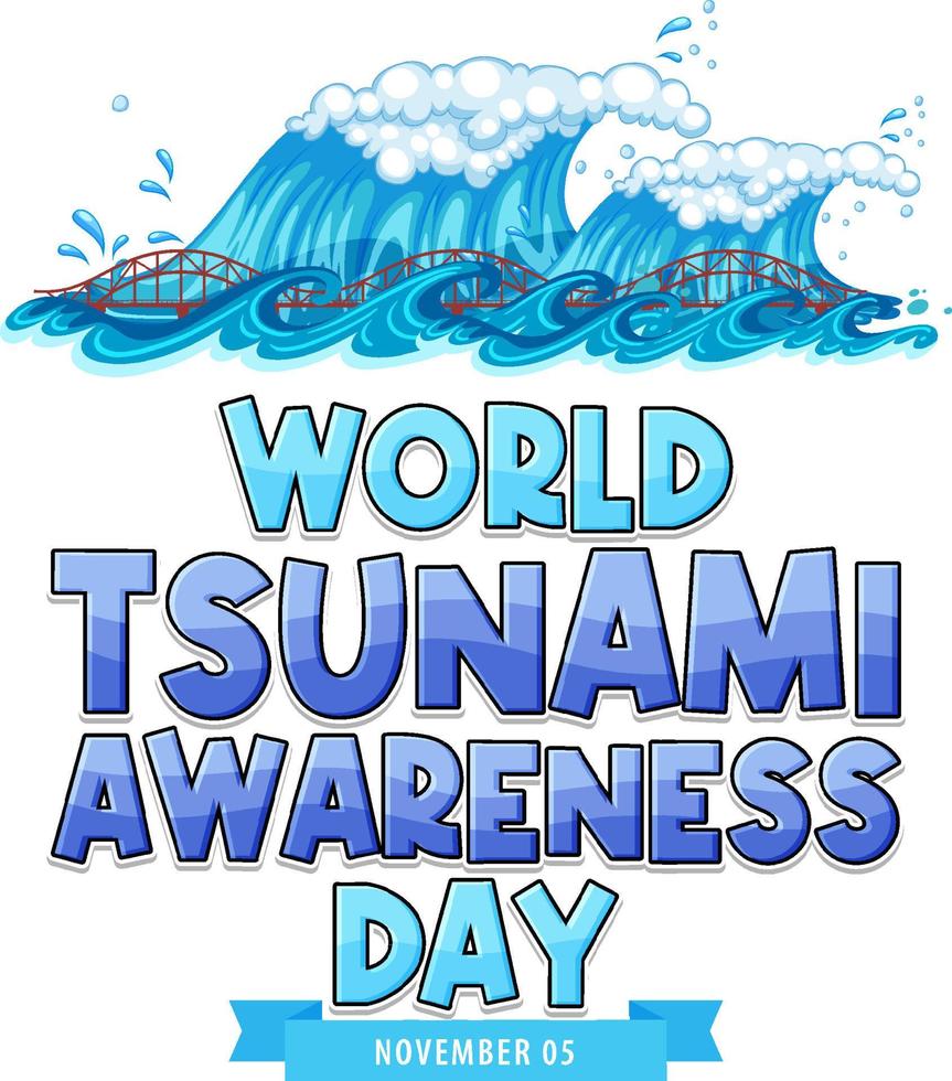 wereld tsunami bewustzijn dag logo ontwerp vector