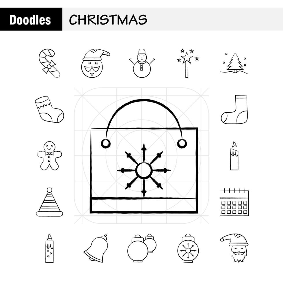 Kerstmis hand- getrokken pictogrammen reeks voor infographics mobiel uxui uitrusting en afdrukken ontwerp omvatten uitverkoop document het dossier tekst muziek- geluid media multimedia verzameling modern infographic logo en pictogr vector
