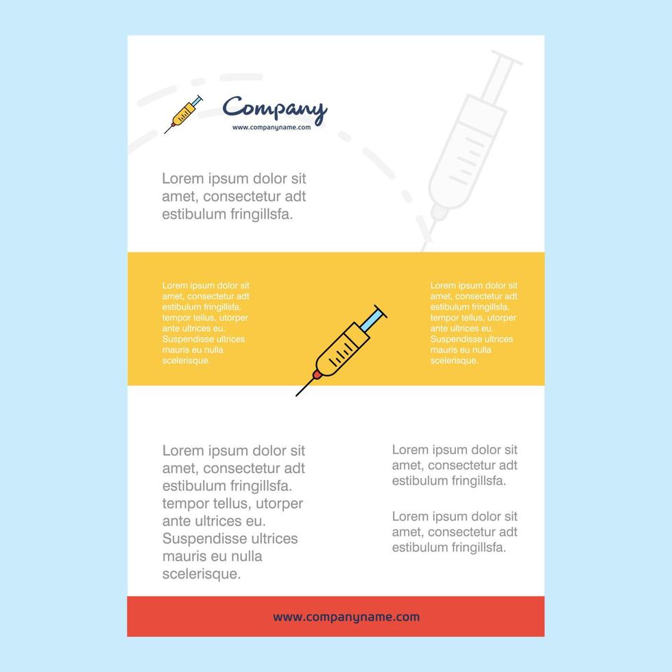 sjabloon lay-out voor injectiespuit comany profiel jaar- verslag doen van presentaties brochure brochure vector achtergrond