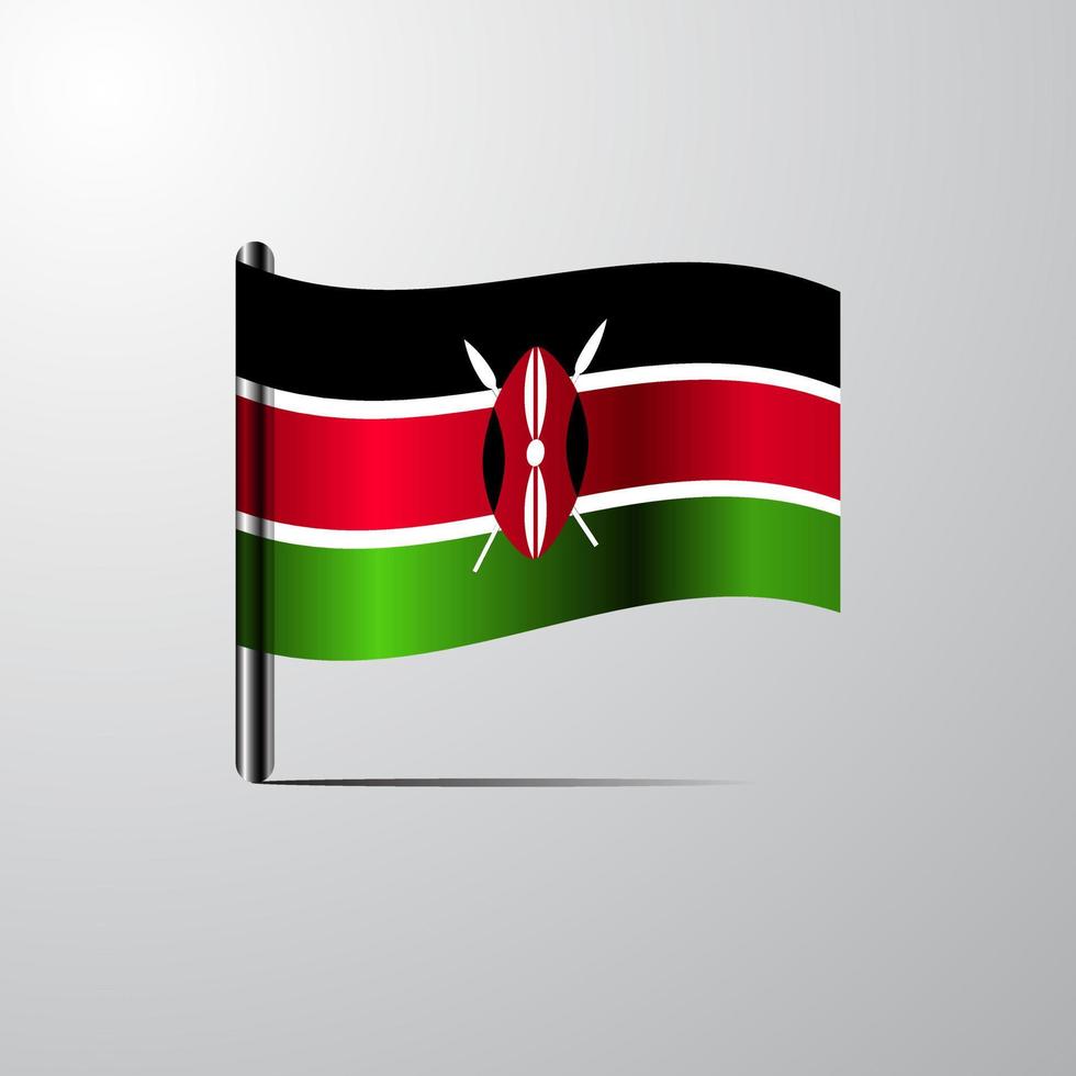 Kenia golvend glimmend vlag ontwerp vector