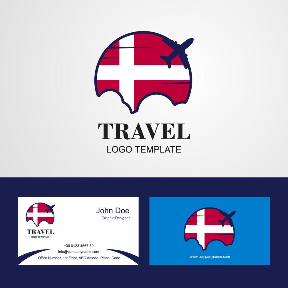 reizen Denemarken vlag logo en bezoekende kaart ontwerp vector