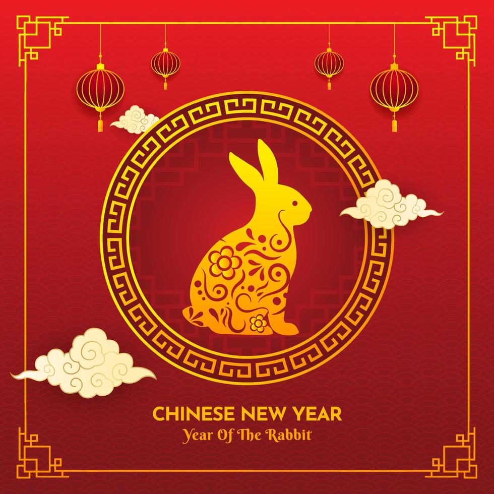 viering van Chinese nieuw jaar ontwerp achtergrond. jaar van de konijn ontwerp vector