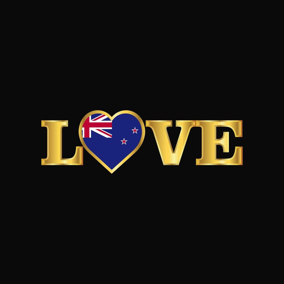 gouden liefde typografie nieuw Zeeland vlag ontwerp vector