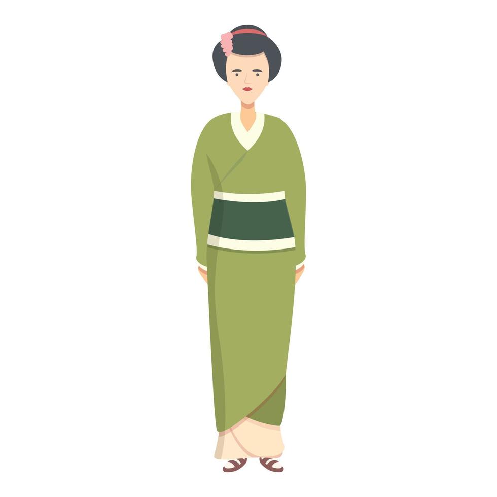 groen kimono geisha icoon tekenfilm vector. Japan vrouw vector